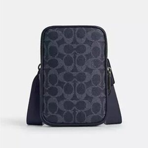 NWT Coach CW364 Aden Crossbody
Shoulder Bag Blue Leather Signature Canvas💙🩶